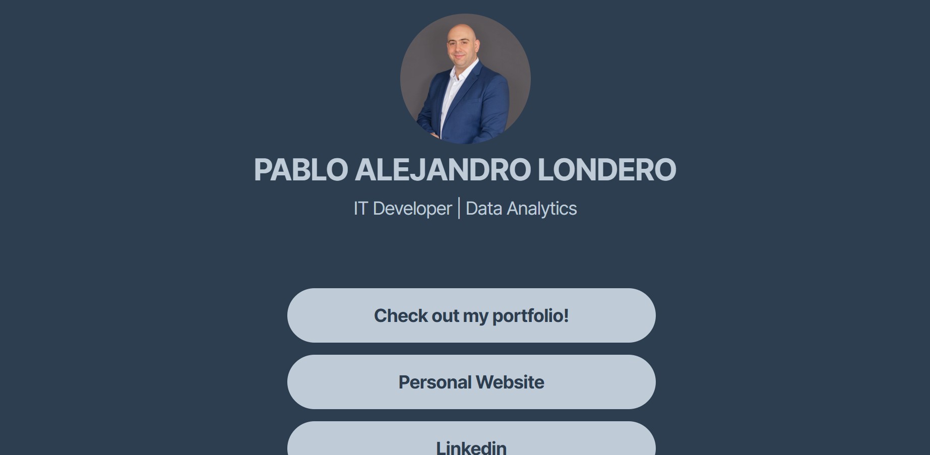 Personal website links landing page